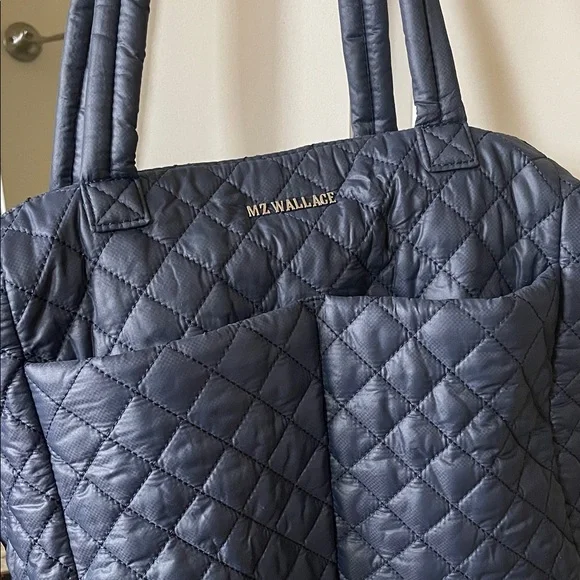 MZ Wallace Dark Blue Quilted Dawn Metro Quatro Tote - Picture 2 of 7